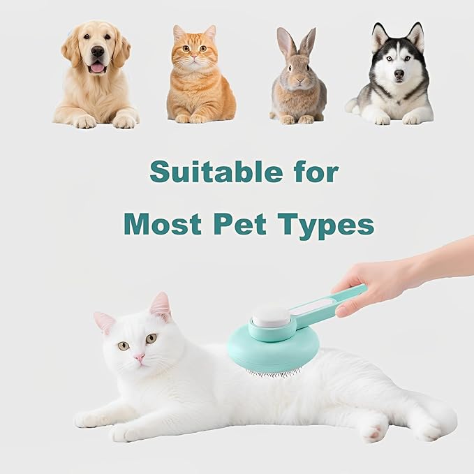 Cat Hair Brush, Cat Brush for Shedding, Suitable for Long and Short Haired Cats and Dog, Green-Mewly Pet