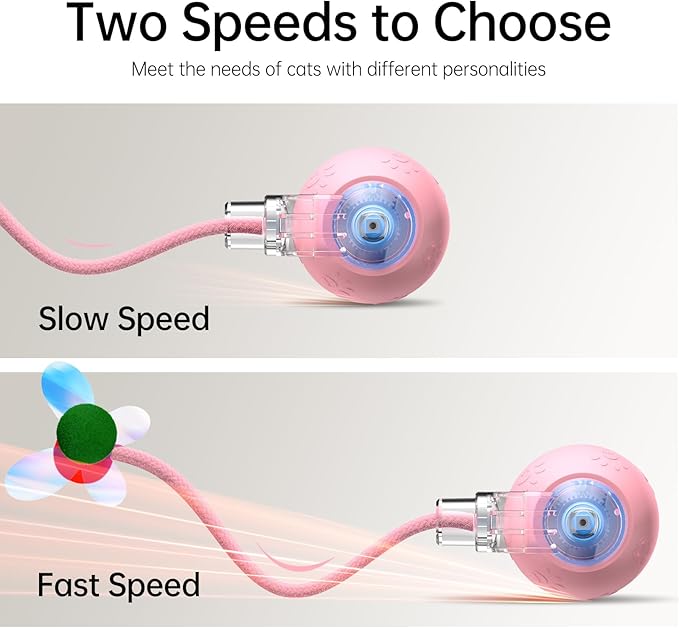 Interactive Cat Toys for Indoor Cats - Kitten Toy with Speedy Tail 2.0, Automatic Cat Toys for Bored Indoor Adult Cats, Motion-Activated, 2025 New Upgraded, USB Rechargeable (Pink)-Mewly Pet