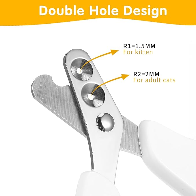 Cat Nail Clippers with Circular Cut Hole, Dogs Pets Nail Clippers & Trimmers Puppy Nails Clipper Cat Claw Trimmer with Safety Guard -Avoid Over Cutting Pet Nails Clipper for Novice Pet Families-Mewly Pet