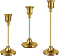 Brass Gold Candlestick Holders Set of 3, Metal Taper Candle Holders, Classic Decorative Candle Stick for Christmas, Wedding, Party, Dinner Tables,Home Décor