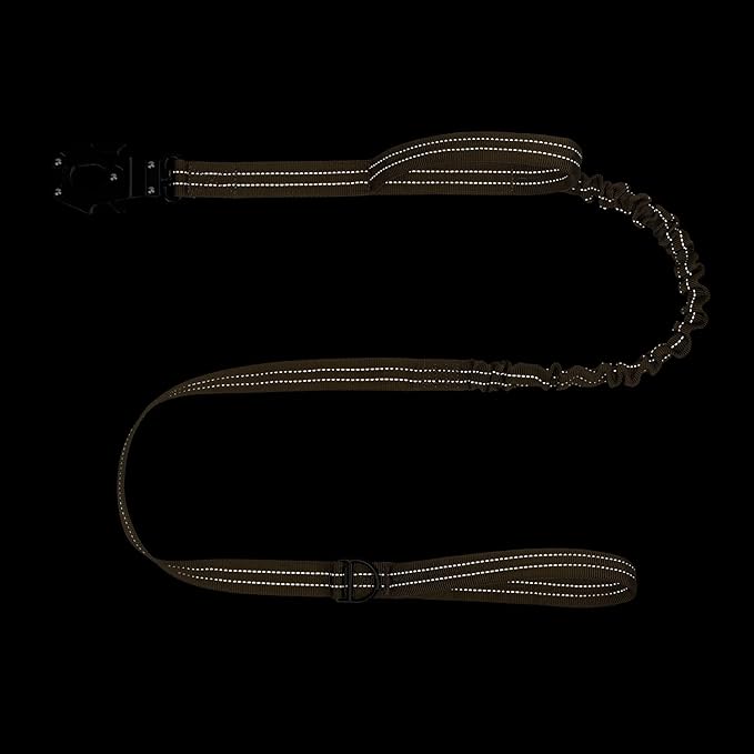 ICEFANG Tactical Dog Leash,K9 Training Walking Bungee Lead with 2 Control Handle,Heavy Duty Quick Release Metal Clasp,Hands Free D-Ring for Medium Large Dogs (4ft,Reflective Brown)-Mewly Pet