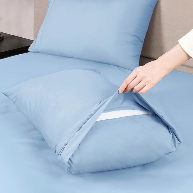 Mejoroom Twin XL Size Sheet Set - Soft Microfiber Bed Sheets,Deep Pocket Fitted Sheet, Soft, Breathable, Wrinkle & Fade Resistant - 3 Piece (Light Blue)
