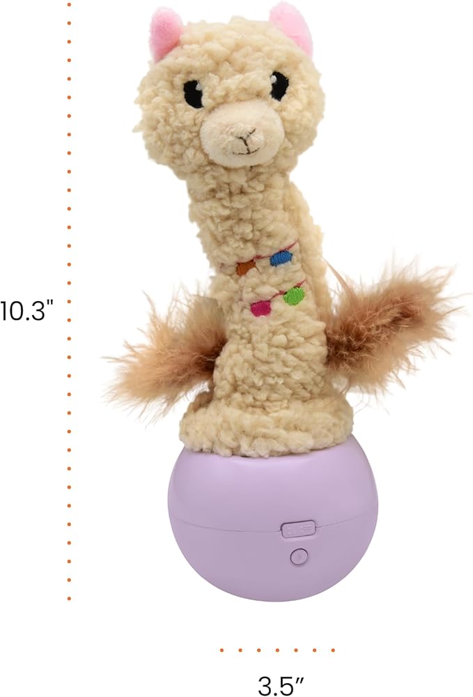 Catstages Electronic Dancing Llama Interactive Cat Toy, Wobbles and Plays Music, Battery Powered, Plush, White-Mewly Pet