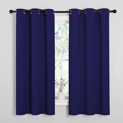 NICETOWN Navy Blue Blackout Curtains 40 inches Length for Kitchen, 2 Panels, 29" Wide, Thermal Insulated Decoration Drapes for Small Window