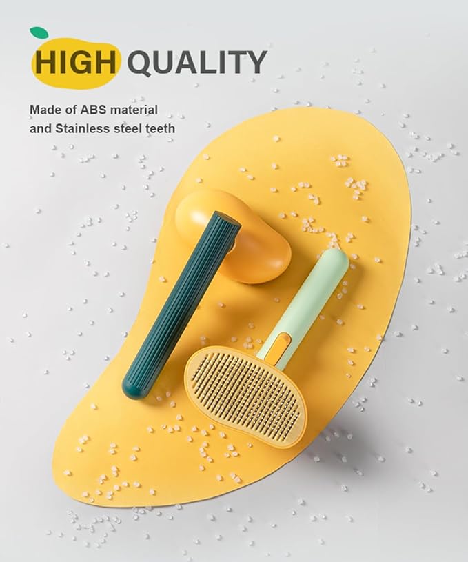 Self-Cleaning Dog & Cat Slicker Brush, Skin Friendly Deshedding Grooming Tool for Long or Short Haired Dogs Cats Rabbits, Dog Shedding Brush with Release Button - Mango-Mewly Pet