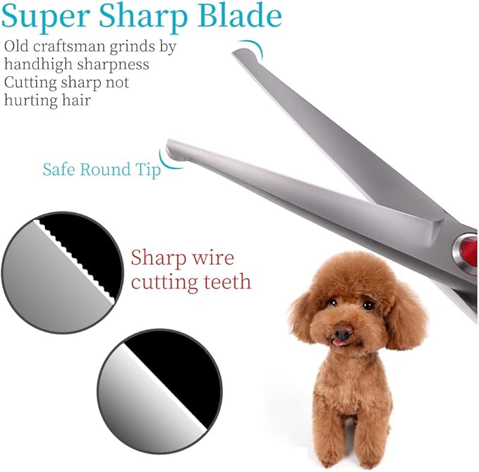 4.5" Straight Dog Scissors for Grooming Face and Paws with Safety Round Tip for Small Dogs Cats Face Paw Ears Trimmer Cat Grooming Scissors(4.5" Straight, Gray)-Mewly Pet