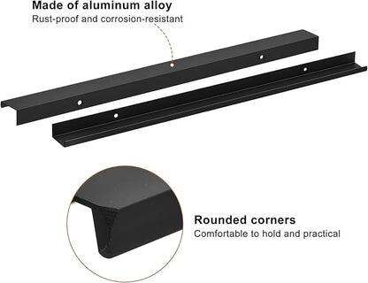 uxcell Cabinet Finger Edge Pull, 5pcs 400mm / 15.75" Aluminum Alloy Back Mount Hidden Cabinet Pulls Concealed Handle for Home Kitchen Drawer Cabinet, Black
