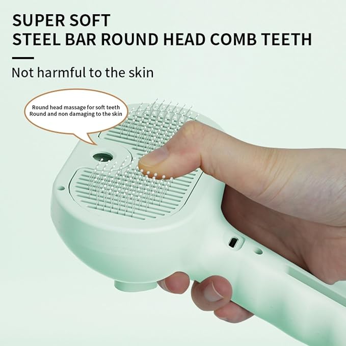 3-in-1 Steam Brush for Cats - Self Cleaning Cat Brush with Anti-Static & Shedding Control, Rechargeable Pet Grooming Tool for Long/Short Hair Cats & Dogs(White)-Mewly Pet