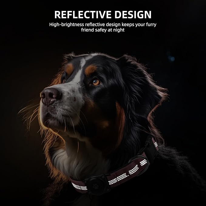 Upgraded AirTag Dog Collar, IP68 Waterproof Air Tag Dog Collar Holder, Reflective, Ultra-Durable, Comfortable Padded, Heavy Duty Dog Collars for Small Medium Large Dogs (L (14.8"-20.3"), Pink)-Mewly Pet