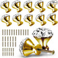30mm Kitchen Cabinet Knobs Drawer Pull Handle Hardware, Crystal Clear Glass Round Diamond Shape Dresser Closet Bi-fold Door Bathroom Cupboard Desk Nightstand Furniture Decorative Drawer Knobs （12PCS）