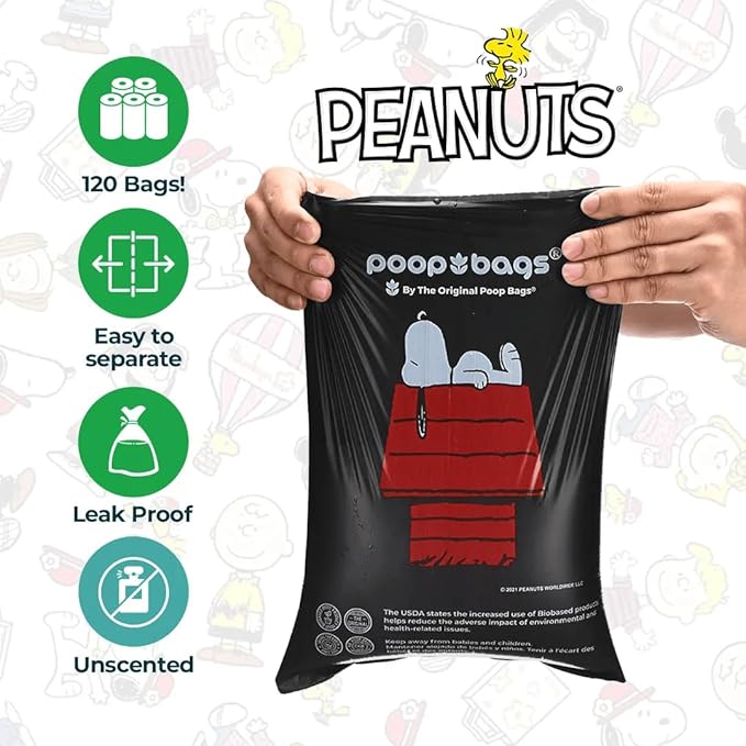 The Original Poop Bags® Peanuts Dog Waste Bags – 38% Plant Based, Leak-Proof & Durable, Large Dog Poop Bags for Dispensers, Unscented (960 Count)-Mewly Pet