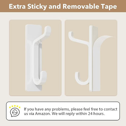 pickpiff Wall Hooks for Coat and Towel: 13LB Adhesive Door Hanger Stick on, White 6 Pack