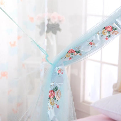 Canopy Bed Curtains Twin - 4 Corner Canopy for Beds, Bed Canopy for Girls Adult, Bedroom Decor (Twin Size, Light Blue)