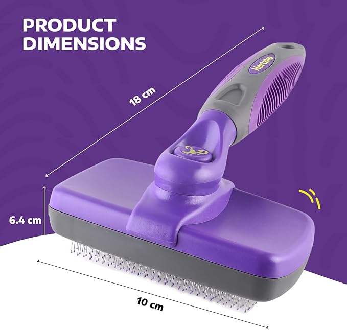 Hertzko Self-Cleaning Slicker Brush for Deshedding Long and Short-Haired Pets - Small Size Grooming Rake and Comb for Dogs and Cats-Mewly Pet
