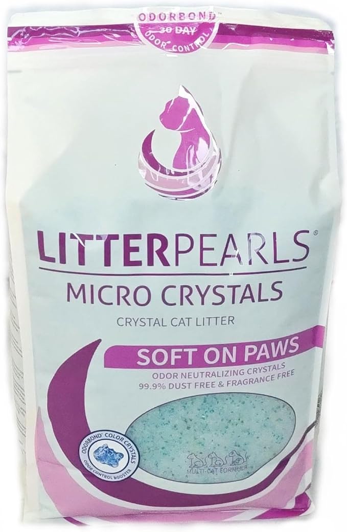 Litter Pearls Micro Crystals Unscented Non-Clumping Crystal Cat Litter with Odorbond, 10.5 Pounds-Mewly Pet