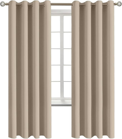 BGment Blackout Curtains - Grommet Thermal Insulated Room Darkening Bedroom and Living Room Curtains, Set of 2 Panels (52 x 72 Inch, Sand)