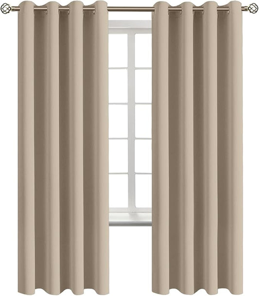 BGment Blackout Curtains - Grommet Thermal Insulated Room Darkening Bedroom and Living Room Curtains, Set of 2 Panels (46 x 72 Inch, Sand)