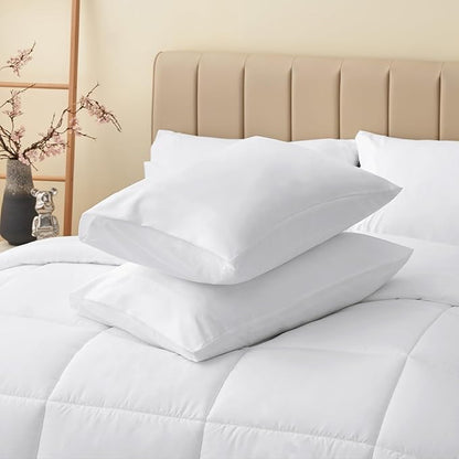CozyLux Full Size Comforter Sets White, 7 Pieces Bed in a Bag, White Comforter Full Size, All Season Bedding Sets with Stitch Quilted Comforter, Flat Sheet, Fitted Sheet, Pillowcases