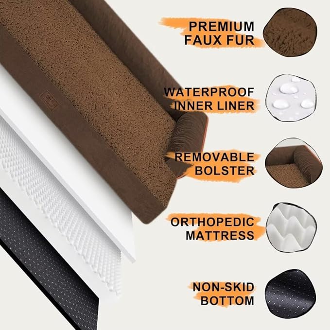Small Dog Bed Waterproof Orthopedic Dog Beds for Medium Sized Dogs Comfy Pet Cat Bed with Sides, Washable Removable Cover-Mewly Pet