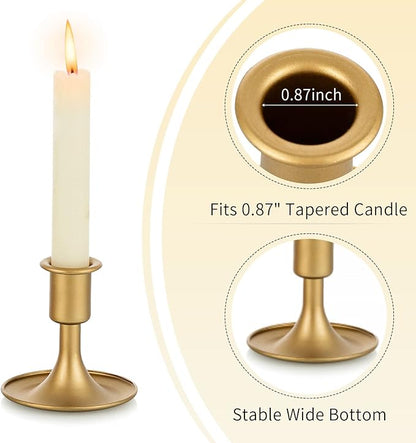 Candlestick Holders Taper Candle Holders, Romadedi Gold Candle Stick Candle Holder for Table Centerpiece, Wedding Reception, Festive Christmas Mantel Decoration or Home Decor, Set of 6