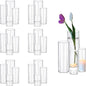 PHOSPHOR 24 PCS Glass Candle Holder - Hurricane & Pillar Candle Holder, Clear Glass Cylinder Vase for Centerpieces, Wedding & Party Decoration