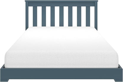 Max & Lily Classic Twin Floor Bed, 79.75 Inches, Solid Wood Low Bed Frame for Kids, Modern Floor Bed for Bedroom, Blue