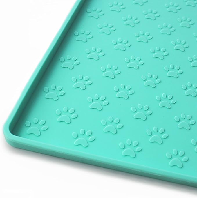 Ptlom Silicone Pet Placemat for Dog and Cat, Waterproof Non-Slip Pet Feeding Bowl Mats for Food and Water, Small Medium Large Dogs Mat Prevent Residues from Spilling to Floor, Green, 24.5" 16.5"-Mewly Pet