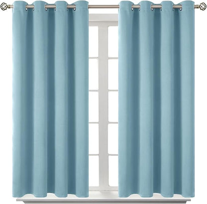 BGment Room Darkening Curtains 45 Inches Long - Grommet Thermal Insulated Drapes Window Treatment Curtains for Bedroom, 2 Panels, 52 x 45 Inch, Greyish Blue
