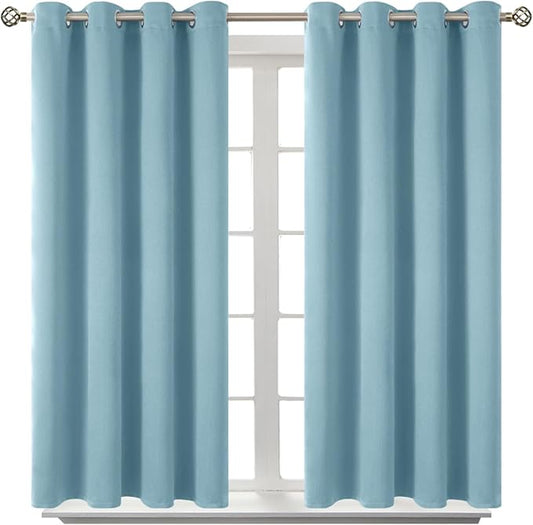 BGment Room Darkening Curtains 54 Inches Long - Grommet Thermal Insulated Drapes Window Treatment Curtains for Bedroom, 2 Panels, 52 x 54 Inch, Greyish Blue
