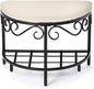 Mango Steam Half Moon Shoe Bench - Vanity Seat/Dressing Stool/Makeup Chair - White