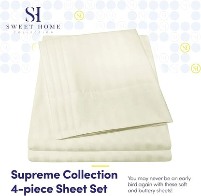 Twin Size Bed Sheets - 4 Piece 1500 Supreme Collection Fine Brushed Microfiber Deep Pocket Twin Sheet Set Bedding - 1 EXTRA PILLOW CASES, GREAT VALUE, Twin, Dobby Beige