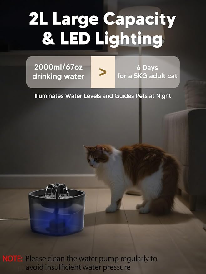 Automatic Cat Feeder and Water Fountain, 5L/20 Cups Timed Cat Dry Food Dispenser, 10s Meal Call, 20 Portions 6 Meals Per Day, 2L Cats Fountains for Drinking with Filter, Pet Feeder for Dog Black-Mewly Pet