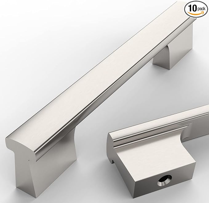 Asidrama 10 Pack 4 Inch(102mm) Brushed Satin Nickel Kitchen Cabinet Handles, Cabinet Pulls Kitchen Cabinet Hardware for Cupboard Drawer Pulls