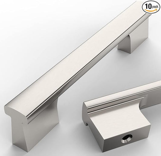 Asidrama 10 Pack 3.75 Inch(96mm) Brushed Satin Nickel Kitchen Cabinet Handles, Cabinet Pulls Kitchen Cabinet Hardware for Cupboard Drawer Pulls