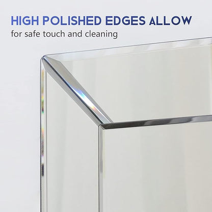 Pregaspor Mirror on Mirror Wall Mirror for Bathroom, 22" x 32" Rectangular Frameless Bathroom Vanity Mirrors for Wall, Polished Beveled Edge Decorative Mirrors for Living Room, Washroom and Bedroom