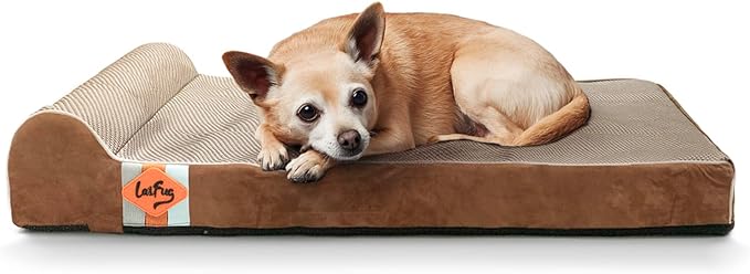 Laifug Orthopedic Memory Foam Dog Bed with Durable Water Proof Liner and Removable Washable Cover (Large (34"x22"x5.5"), Brown)-Mewly Pet