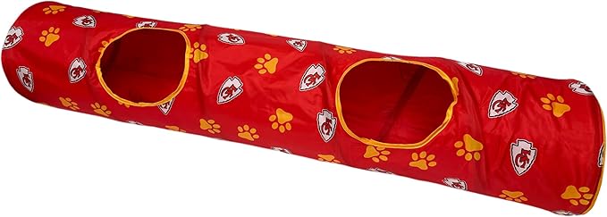 NFL Kansas City Chiefs Cat Tunnel Tube Toy with Plush Football Catnip and Feathers Collapsible Tunnel for Cats to Play, Peek and Hide, Sporty & Fun Cat Tunnel Toy with Team Logo All-Over Design!-Mewly Pet