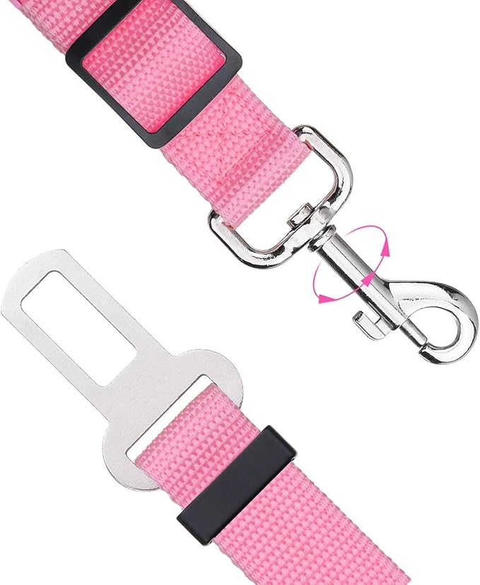 Elisel Elisel 2 Packs Adjustable Length Pet Dog Cat car seat Belt Pet seat Belt Pet Accessories for Dogs Cats and Pets (Pink)-Mewly Pet