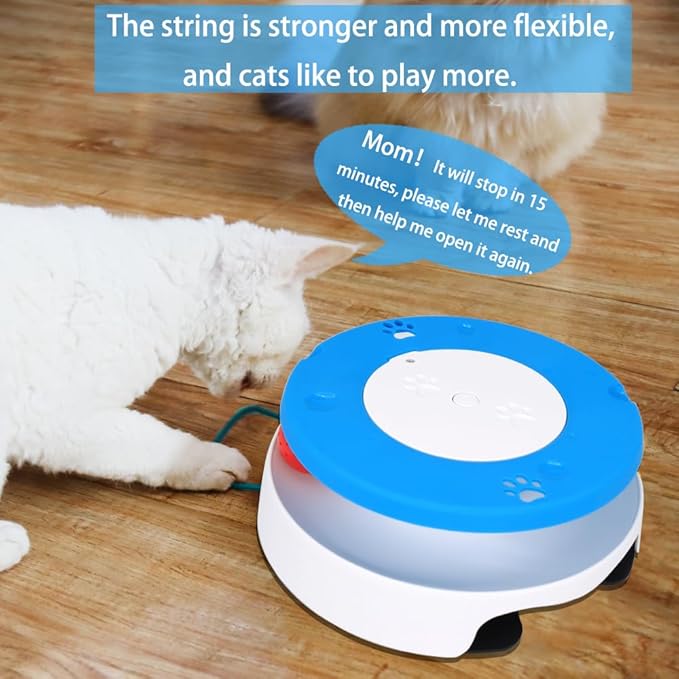 LASOCUHOO 2-in-1 Automatic Cat Toy with Track & Jumping String – Interactive Electric Toy with Rolling Balls & Bell, Battery-Powered (3 AA), Auto Shut-Off for Multi-Cat Play-Mewly Pet