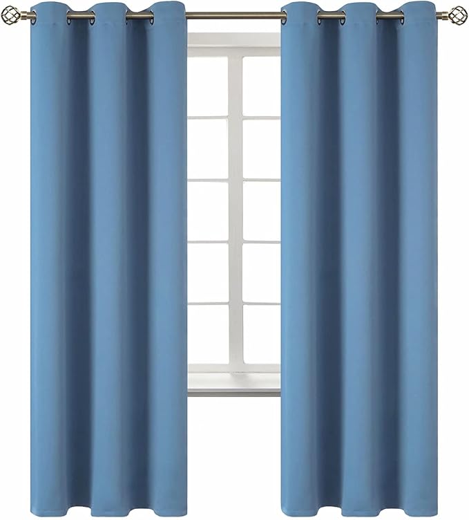 BGment Blackout Curtains for Bedroom - Grommet Thermal Insulated Room Darkening Curtains for Living Room, Set of 2 Panels (42 x 72 Inch, Faded Denim)