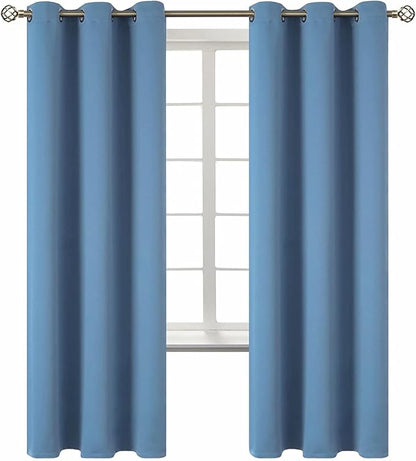 BGment Blackout Curtains for Bedroom - Grommet Thermal Insulated Room Darkening Curtains for Living Room, Set of 2 Panels (42 x 72 Inch, Faded Denim)