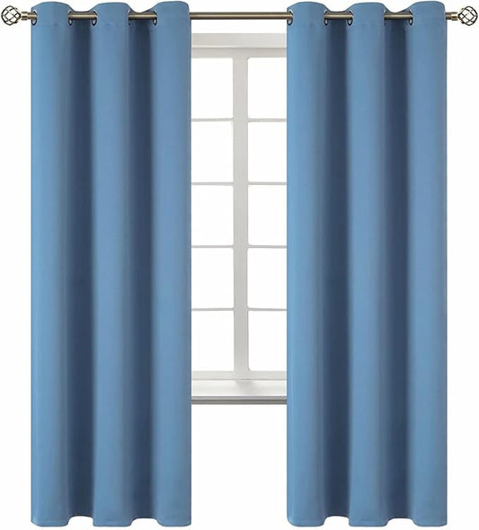 BGment Blackout Curtains for Bedroom - Grommet Thermal Insulated Room Darkening Curtains for Living Room, Set of 2 Panels (42 x 72 Inch, Faded Denim)