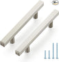 JOY DECOR 30 Pack 3-1/2 Inch Brushed Nickel Square Cabinet Handles Stainless Steel Cabinet Hardware Pulls for Kitchen and Drawers with 6 Inch Overall Length