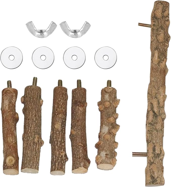 Bird Parrot Ladder Perch for Cage, Nature Wooden Bird Bridge Exercise Stands Parrot Climbing Chewing Toys for Small Animal-Mewly Pet