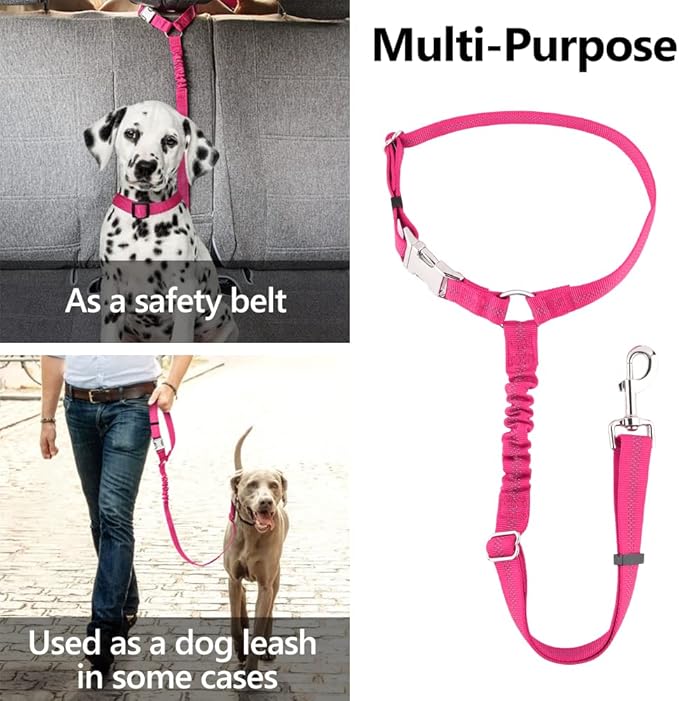 Plutus Pet Dog Seat Belt for Car Headrest, Reflective and Adjustable Restraint with Elastic Bungee for Safety, Vehicle Seatbelt Harness for Small Medium Large Dogs and Cats-Mewly Pet