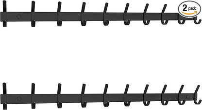 Matte Black Coat Rack Wall Mount – 30 Inch Stainless Steel Hook Rail with 10 Double Coat Hooks – Wall Mounted Entryway Organizer for Coats, Hats, Bags, Towels, Robes, Closet or Bathroom - 2 Pack