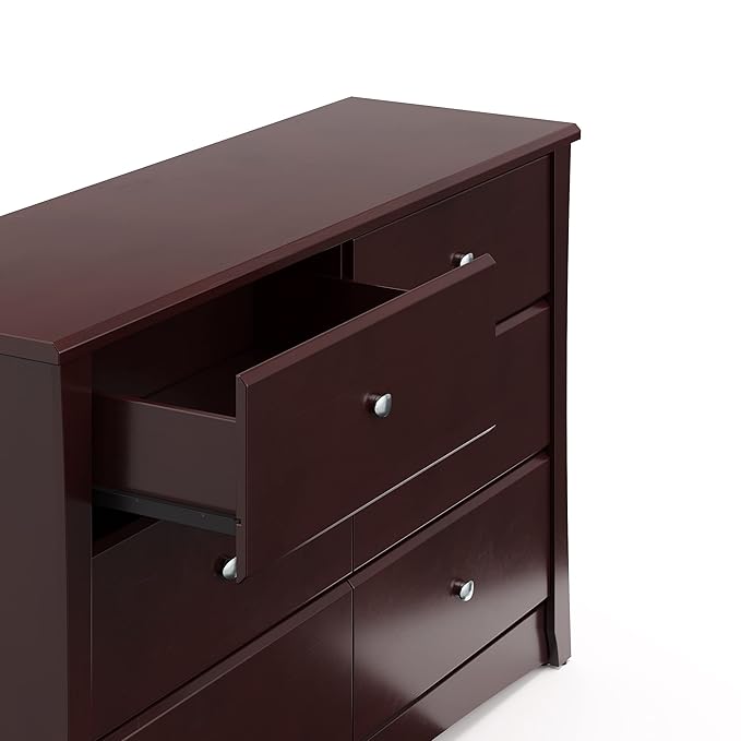 Storkcraft Crescent 6-Drawer Dresser (Espresso) – GREENGUARD Gold Certified, Brown Dresser for Bedroom, Kids & Nursery Storage Chest, Safety Interlocking Drawers, Pre-Installed Tracks, Kids Chest