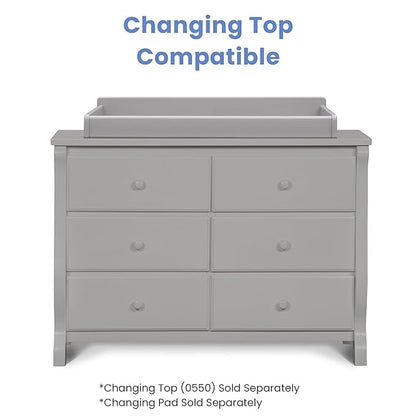Delta Children Universal 6 Drawer Dresser with Interlocking Drawers - Greenguard Gold Certified, Grey