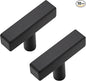 10 Pack Black Cabinet Knobs - Sqaure Bar Cabinet Pulls Matte Black Knobs for Kitchen Drawer Stainless Steel Dresser Hardware 2in Length Single Hole