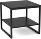 Homieasy End Table, 20 Inch Square End Table, Mini Fridge Stand with 2-Tier Storage Shelves, Industrial Wood Side Tables for Living Room, Black